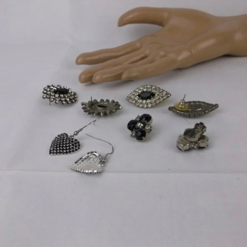 4 Stunning Sets of‎ Vintage Rhinestone Earrings